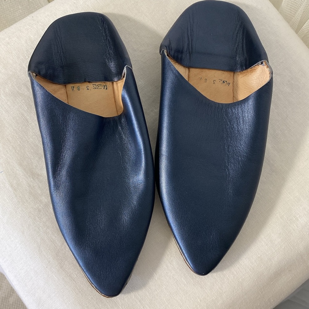 Handmade Maroccan 100% Leather Babouche Blue Loafers! Unisex
Size 7.5